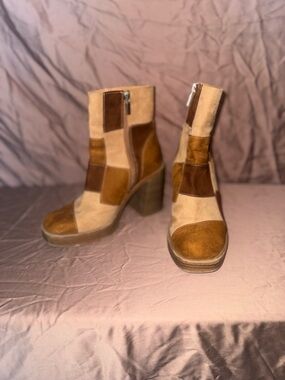 Target Patchwork Suede Ankle Boots - Brown/Tan